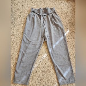 Renamed High Waisted Linen Pants With Belt in Grey
